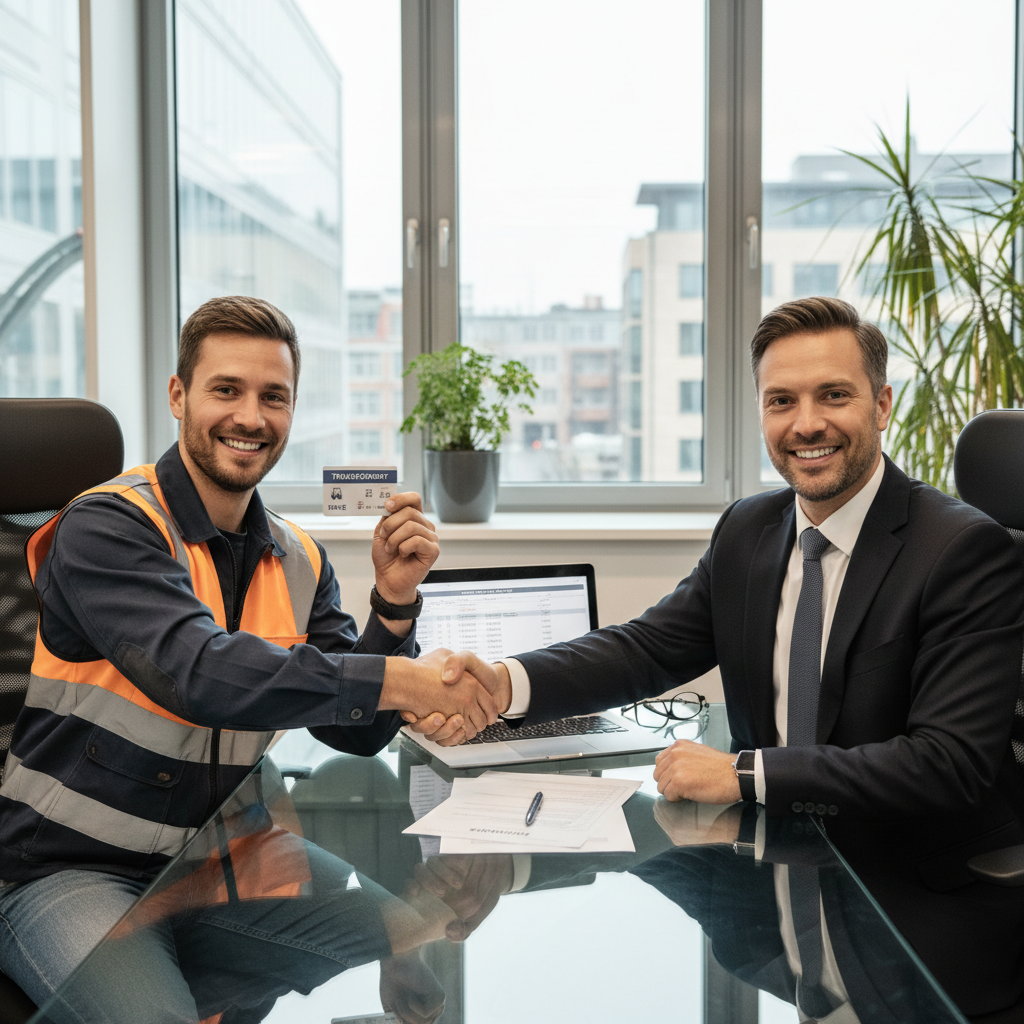 Truck förare med arbetsgivare